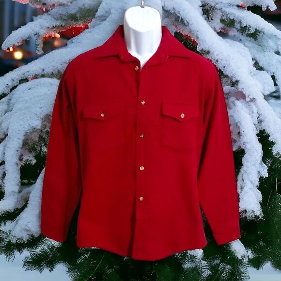 Vintage Sugarbush Chamois Shirt M Mens Red Flannel USA 70s 80s Button Front - Picture 7 of 14